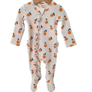 Spearmint Love Organic Waffle Ruffle Zip Footie, Oranges 🍊